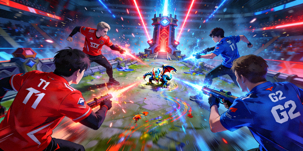 英雄联盟MSI季中赛T1战队与G2战队激烈团战画面